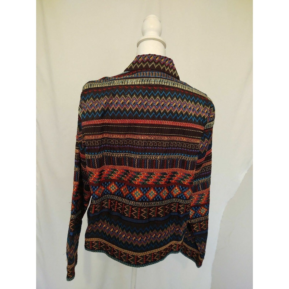 90's Chico's Bohemian Bright Embroidery Ethnic Retro Shirt Jacket Boho Hippie - Picture 5 of 8